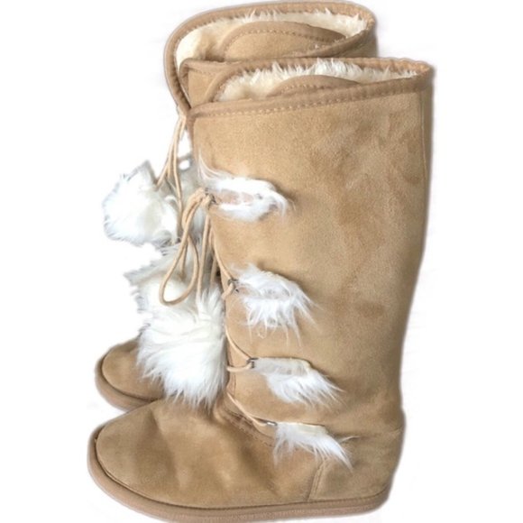 fur lined lace up winter boots